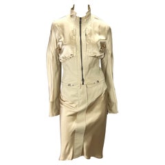 2003 Yves Saint Laurent by Tom Ford Champagne Silk Satin Skirt Jacket Set