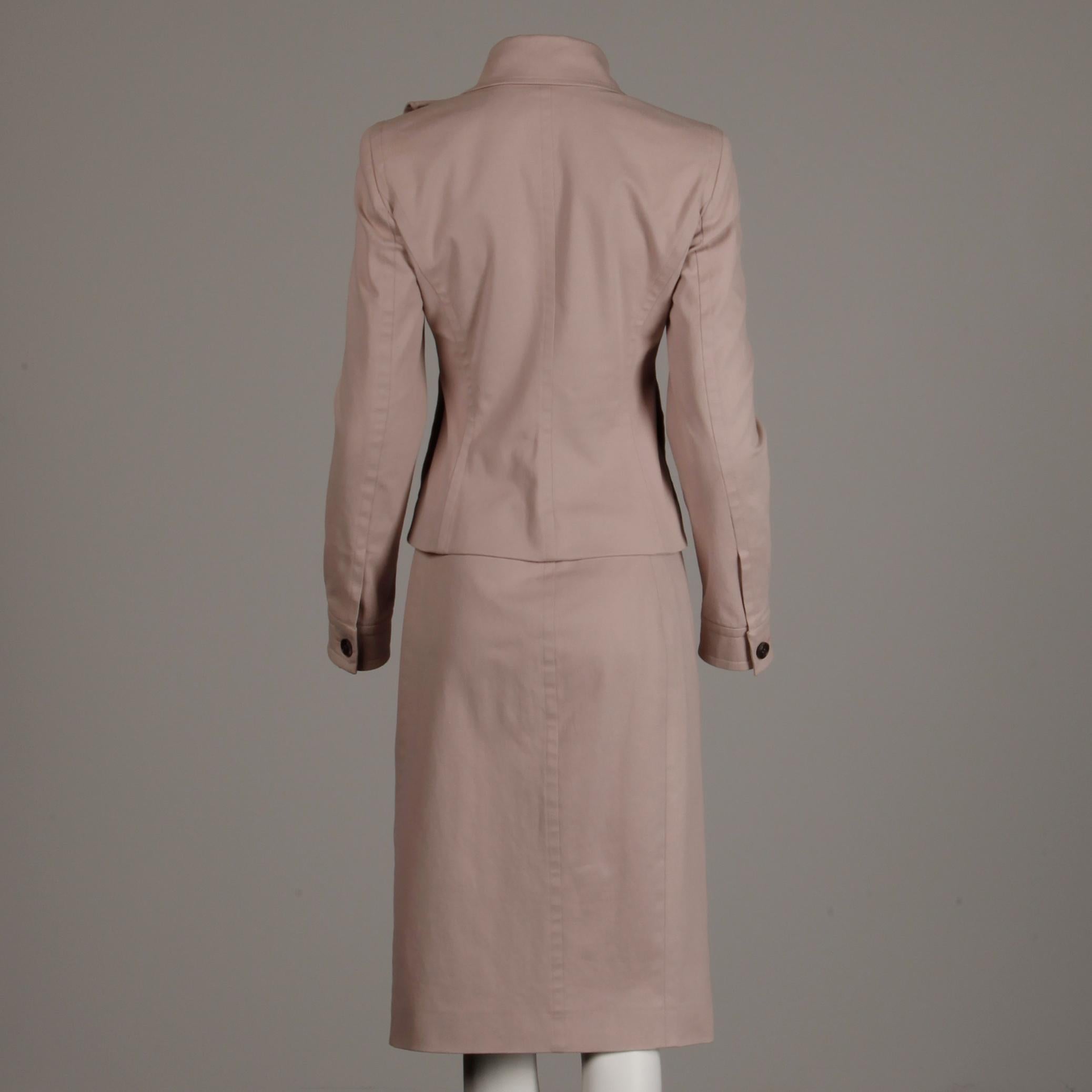 2003 Yves Saint Laurent by Tom Ford Pink Ruffle Jacket + Skirt Suit Ensemble YSL For Sale 7