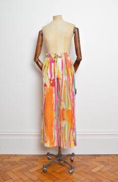 2003 Yves Saint Laurent by Tom Ford Rainbow Silk Abstract Colourful Loose Pants