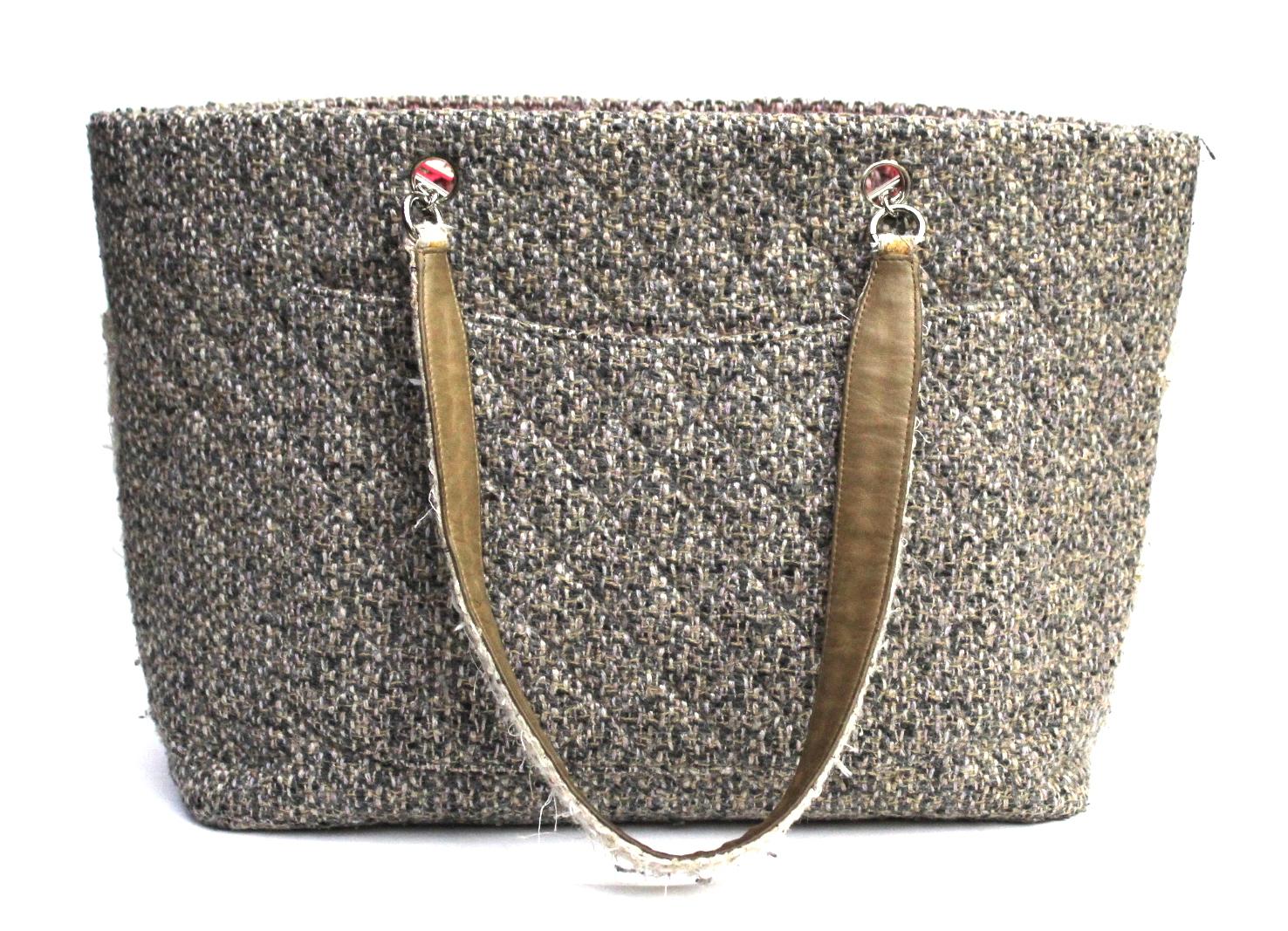 Gray 2004-05 Chanel Grey Bouclè Wool Cambon Bag