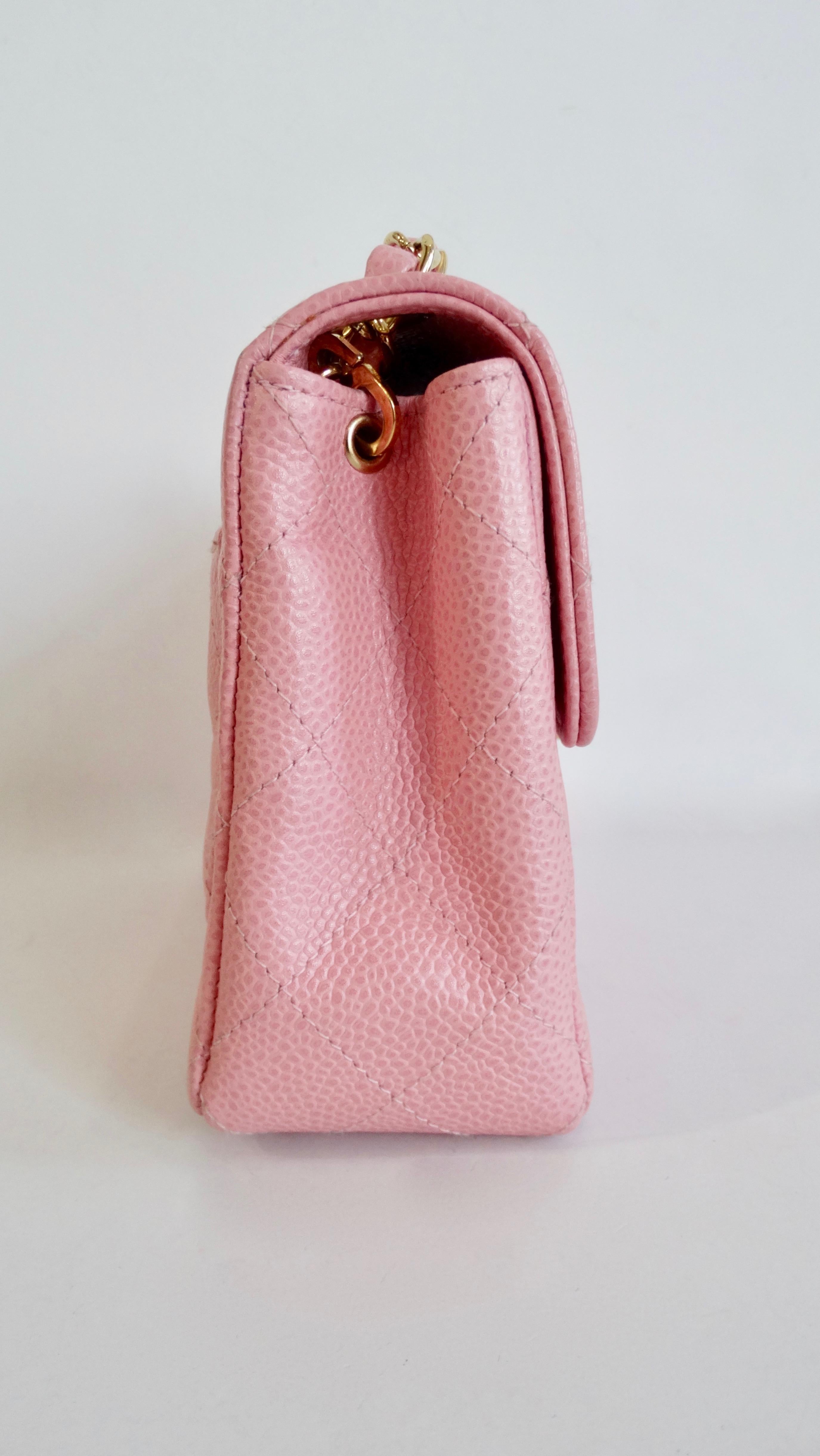 2004/2005 Chanel Pink Caviar Leather Classic Single Flap Mini  In Good Condition In Scottsdale, AZ
