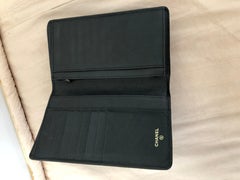 2004-5 Chanel Black Coco Button Bi-Fold Caviar Long Wallet w/Box