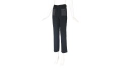 2004 A/H Chanel Black Wool Stretch Pants w/Quilted Satin Hip Pockets