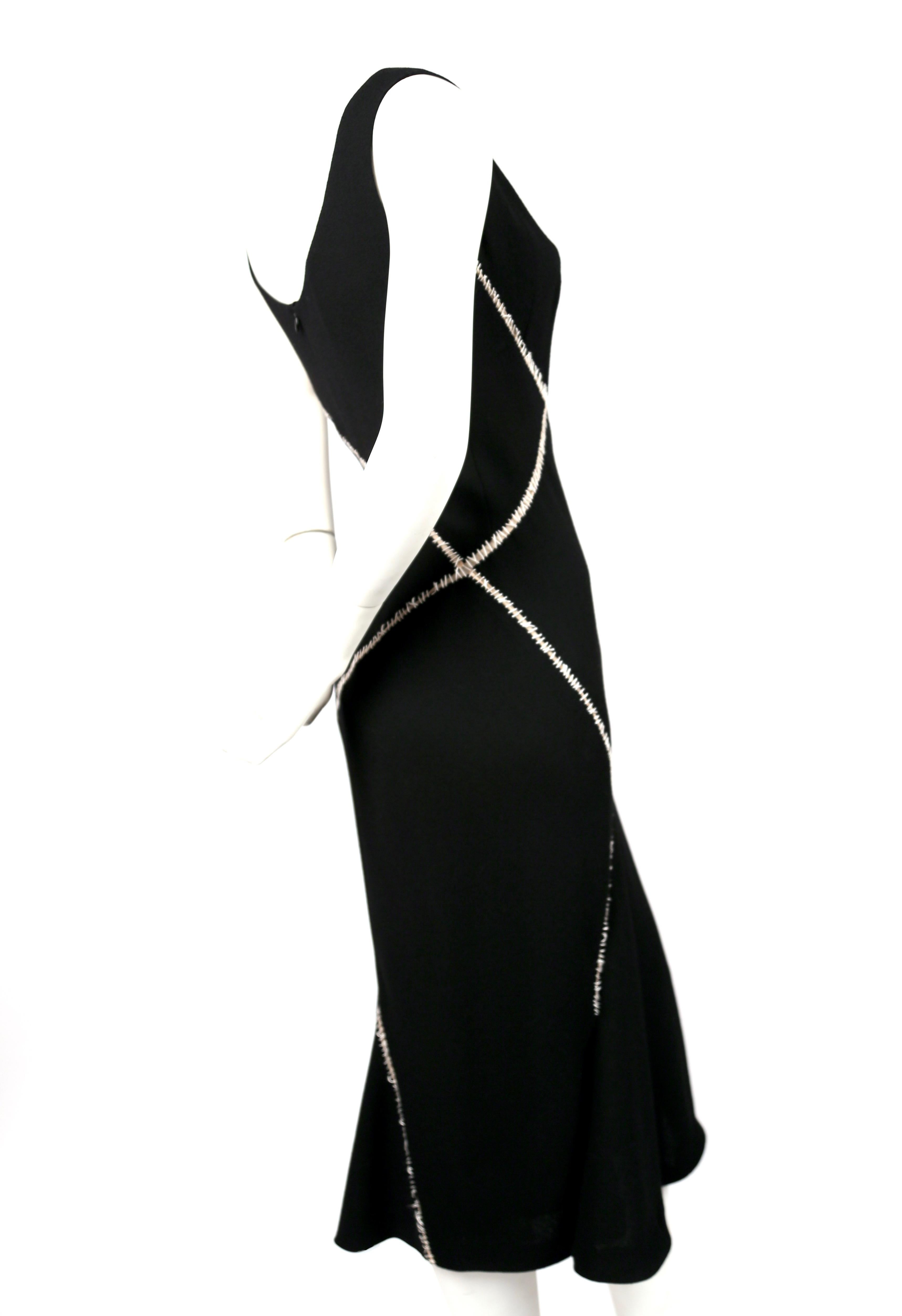 Women's 2004 ALEXANDER MCQUEEN black wool dress with white stitching  For Sale