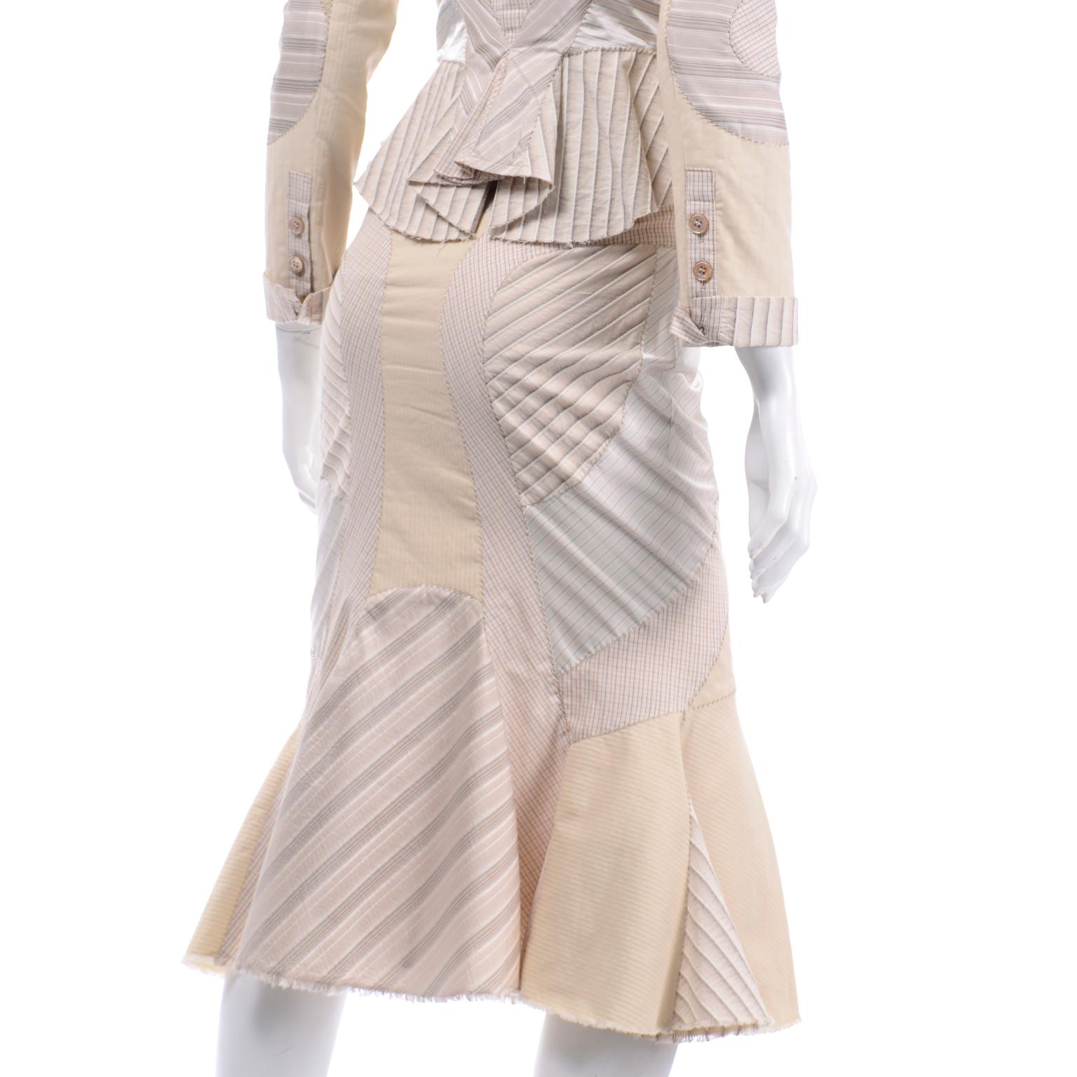 2004  Alexander McQueen - Costume jupe et veste patchwork de défilé en vente 10