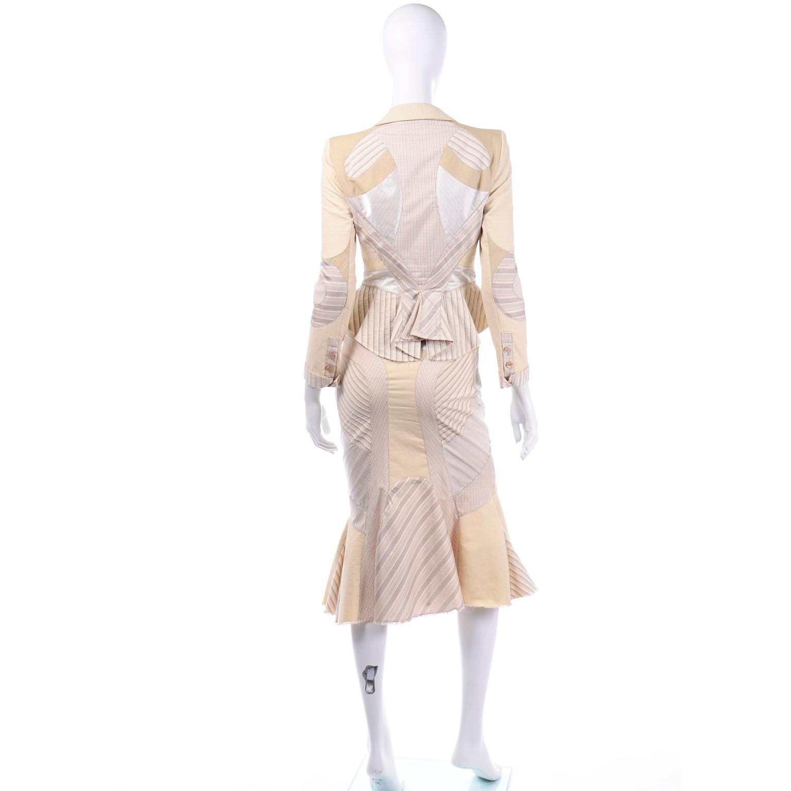 2004  Alexander McQueen Deliverance Runway Patchwork Skirt & Jacket Suit For Sale 1