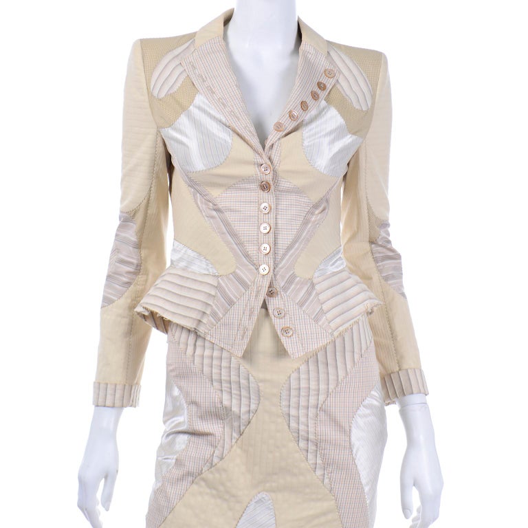 Highly Documented Spring 2004 Alexander McQueen 'Deliverance' Look 55 Patchwork Suit