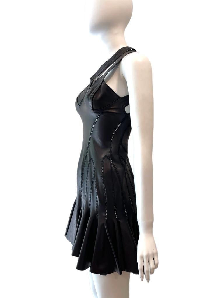 2004 ALEXANDER MCQUEEN Leather Mini Dress 1