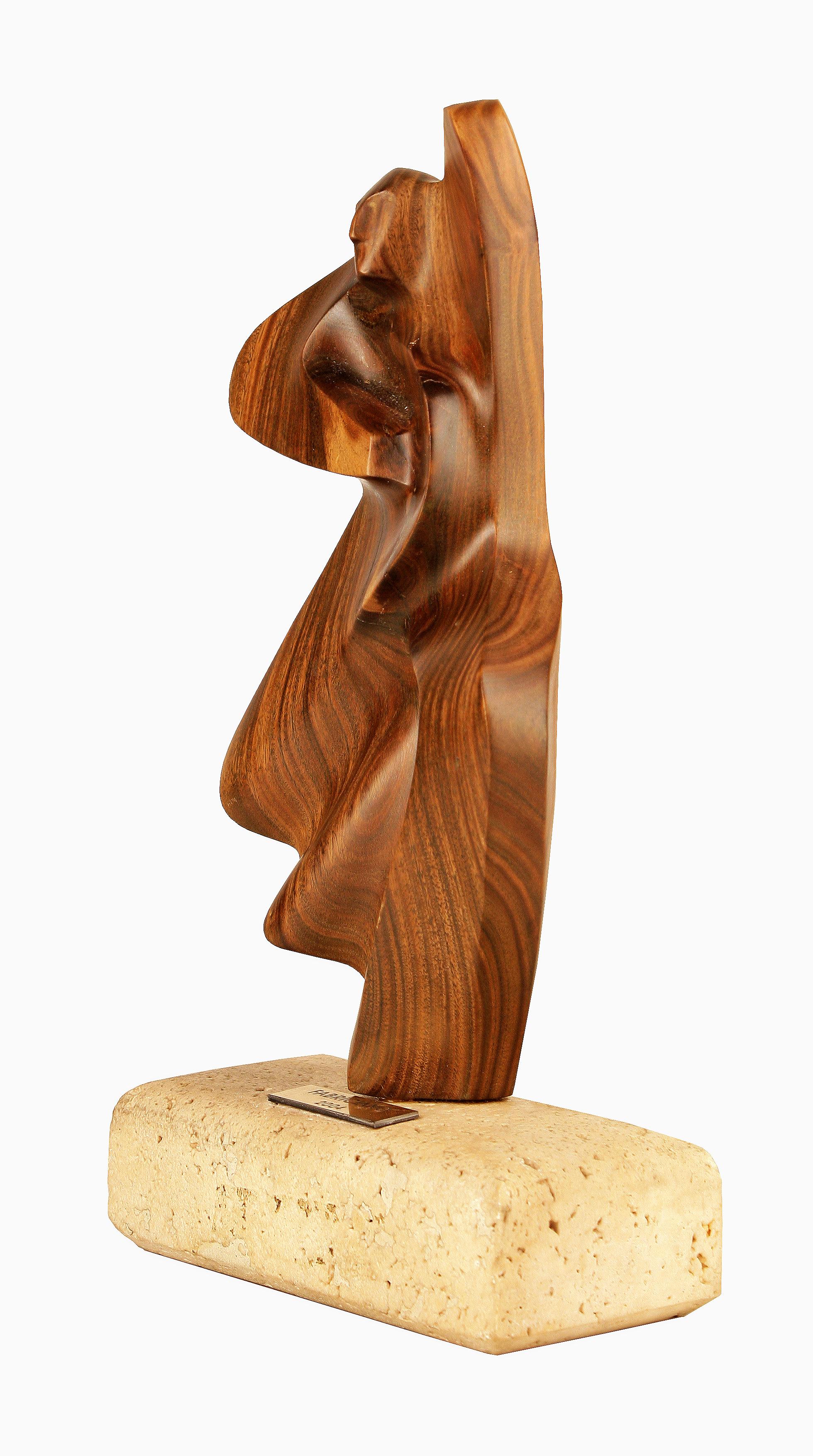 Modern 2004 Argentine Biomorphic Wood and Stone Abstract Sculpture by Fabriciano Gómez For Sale