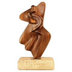 2004 Argentine Biomorphic Wood and Stone Abstract Sculpture by Fabriciano Gómez