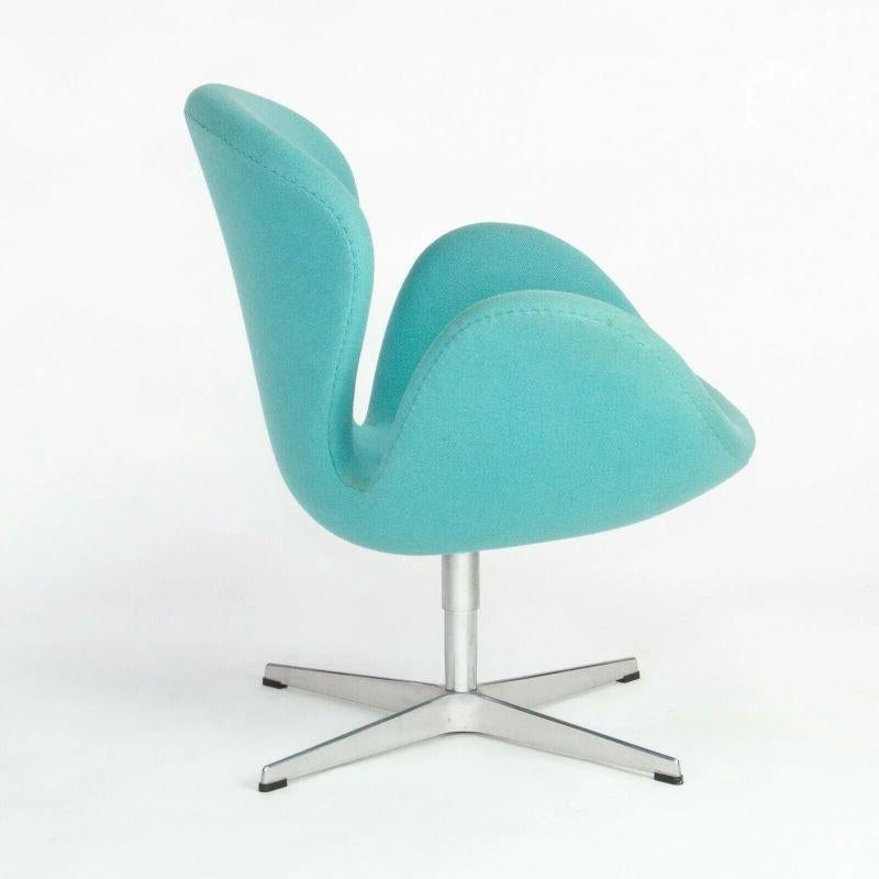 Danish 2004 Arne Jacobsen Swan Chairs by Fritz Hansen in Turquoise Hopsack Fabric For Sale
