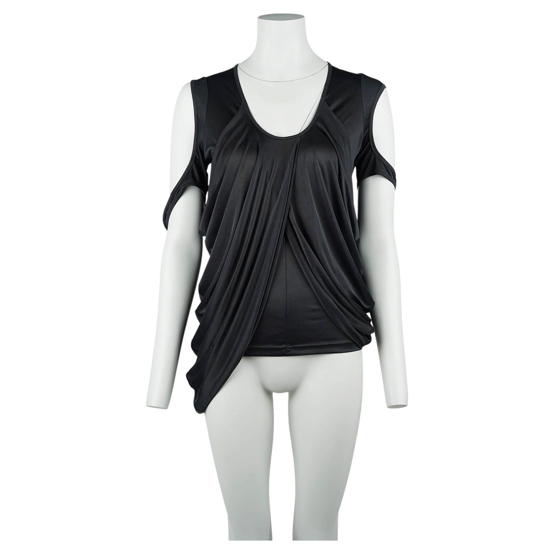 Top elasticizzato asimmetrico drappeggiato Balenciaga del 2004, disegnato da Nicolas Ghesquière, taglia FR38