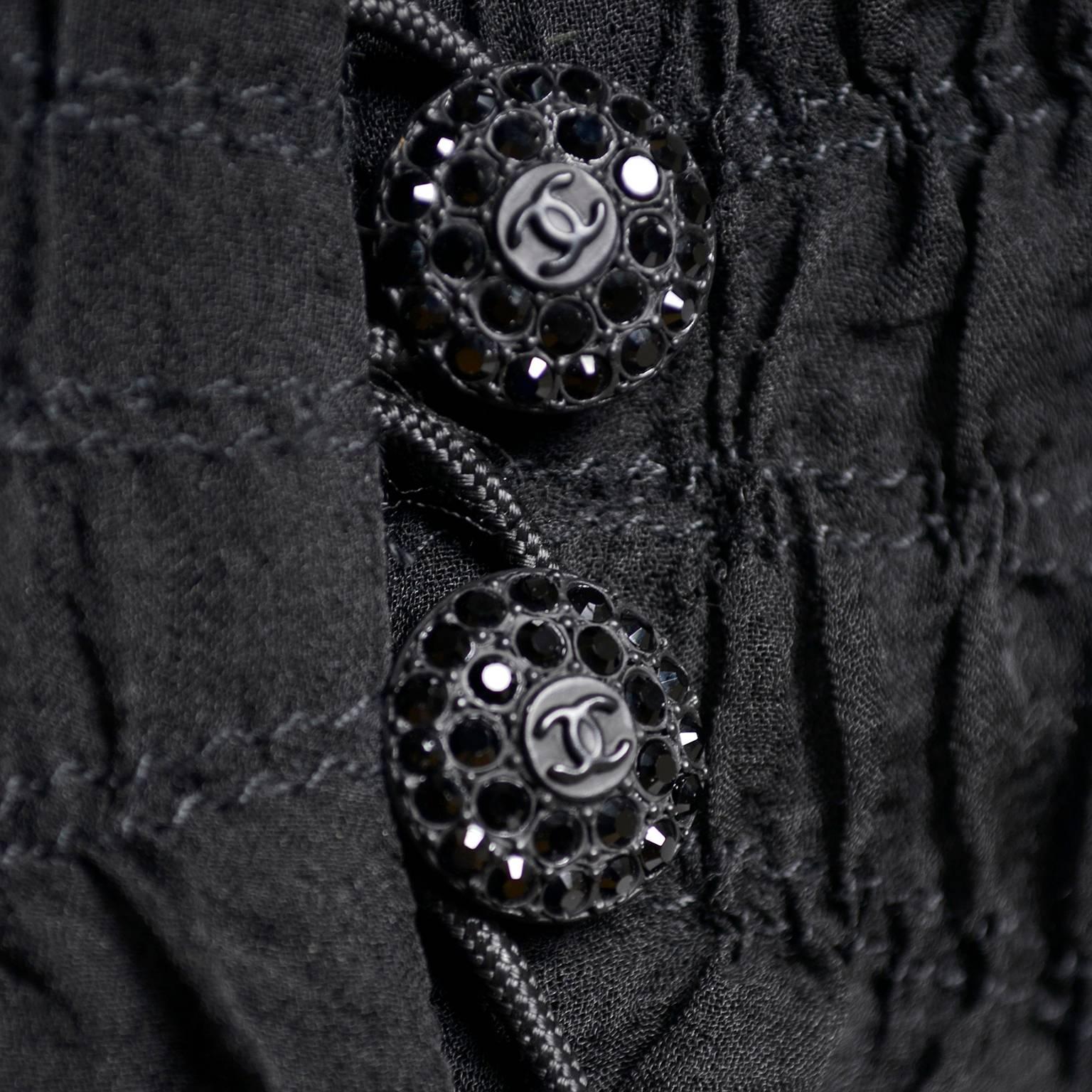 2004 Black Silk & Wool Chanel Jacket Ruching W Frayed Edges New w/ Tag 04 Sz 38 3