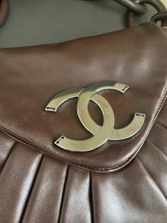 2004 brown Lambskin leather pleated rings hobo shoulder bag