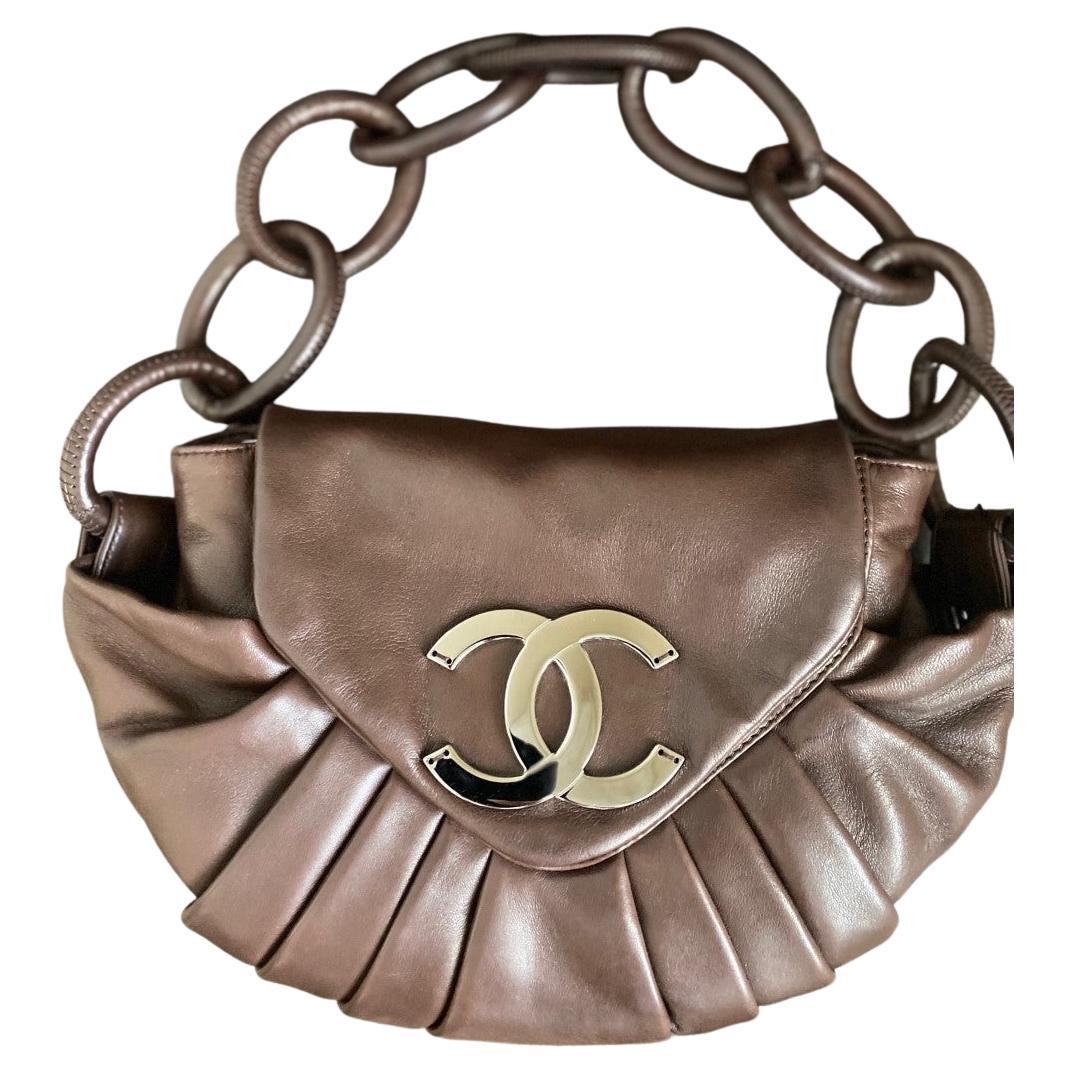 2004 brown Lambskin leather pleated rings hobo shoulder bag For Sale