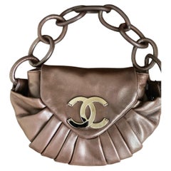 2004 brown Lambskin leather pleated rings hobo shoulder bag