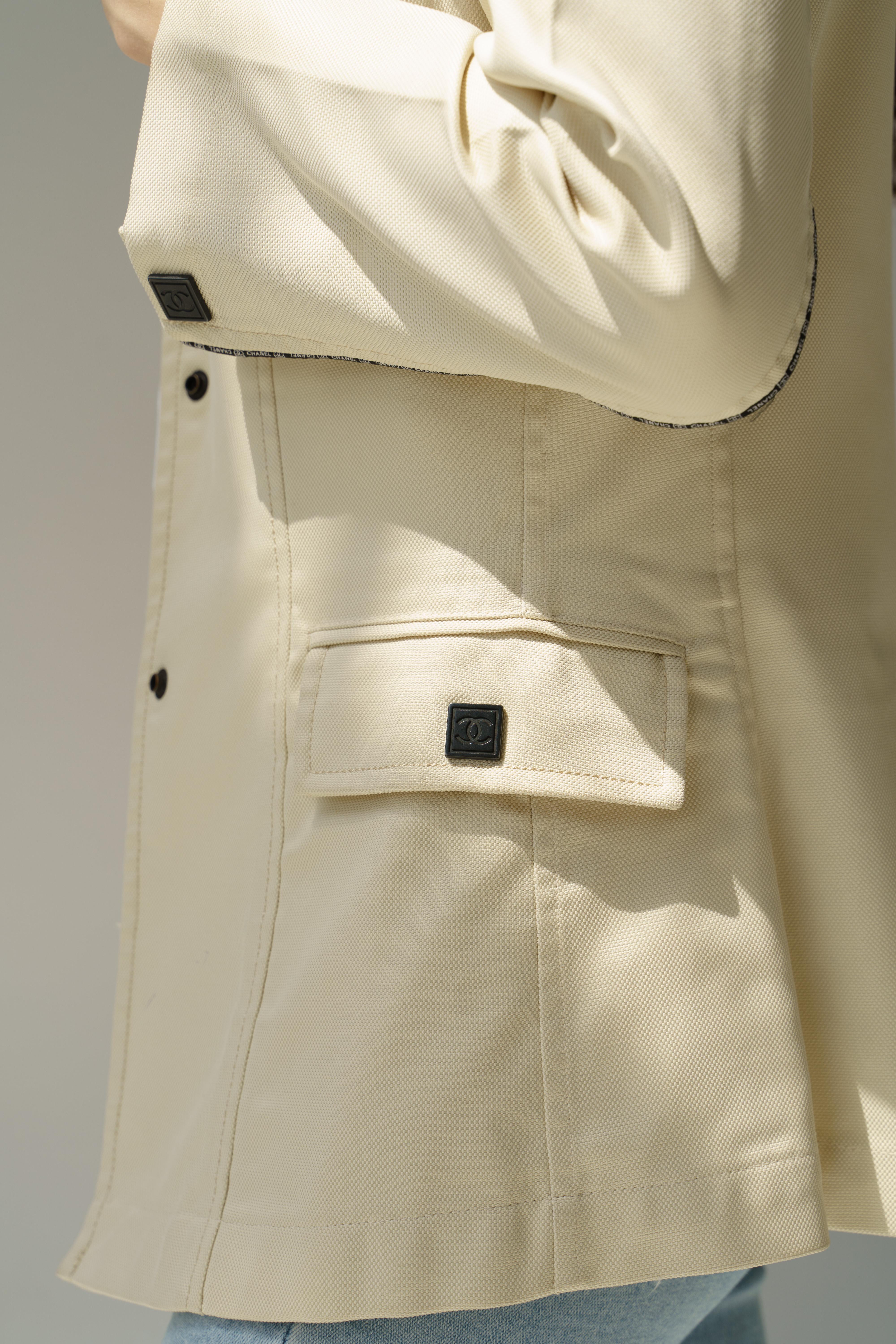 Women's 2004 CHANEL 04P Sports Line Nylon Jacket White Ivory P22996V13528 For Sale