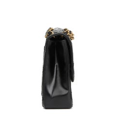 2004 Chanel Black Heavy Stitch Quilted Calfskin Leather Classic Single Flap Bag