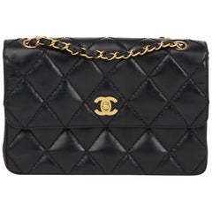 Vintage 2004 Chanel Black Heavy Stitch Quilted Calfskin Leather Classic Single Flap Bag