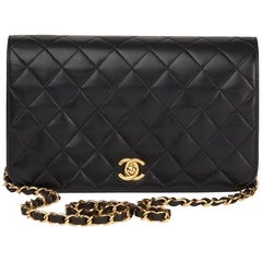 2004 Chanel Black Quilted Lambskin Vintage Small Classic Single Full Flap Bag