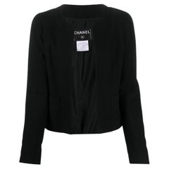 2004 Chanel Black Wool Tweed Boucle Short Jacket