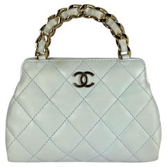 2004 Chanel by Karl Lagerfeld Baby Blue Quilted Leather Top Handle Mini Bag 