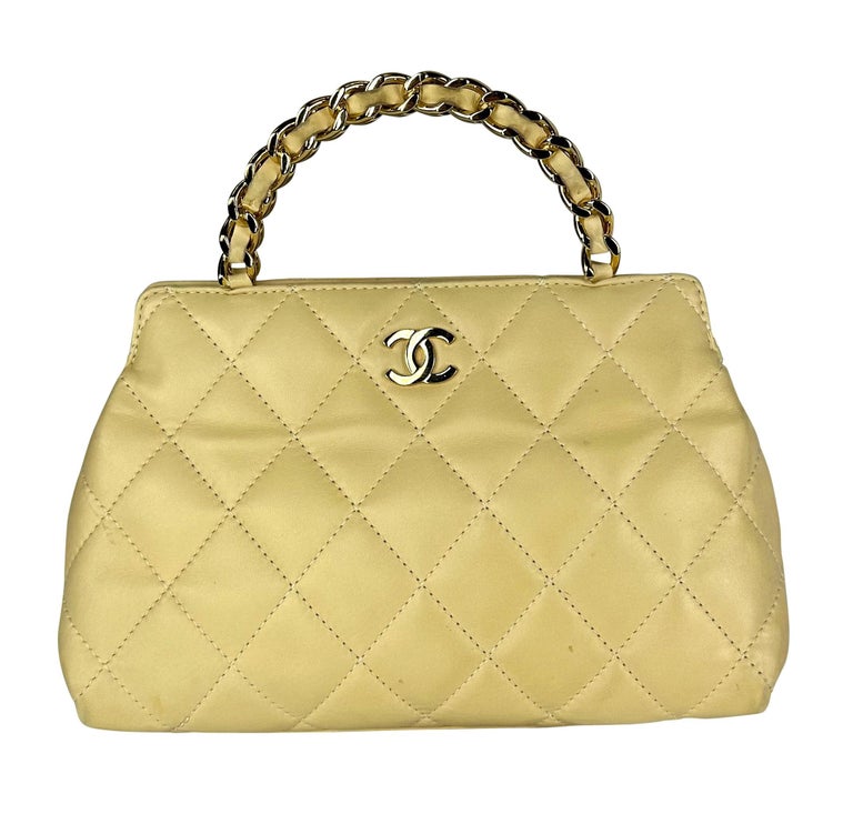 2004 Chanel by Karl Lagerfeld Beige Quilted Leather Top Handle
