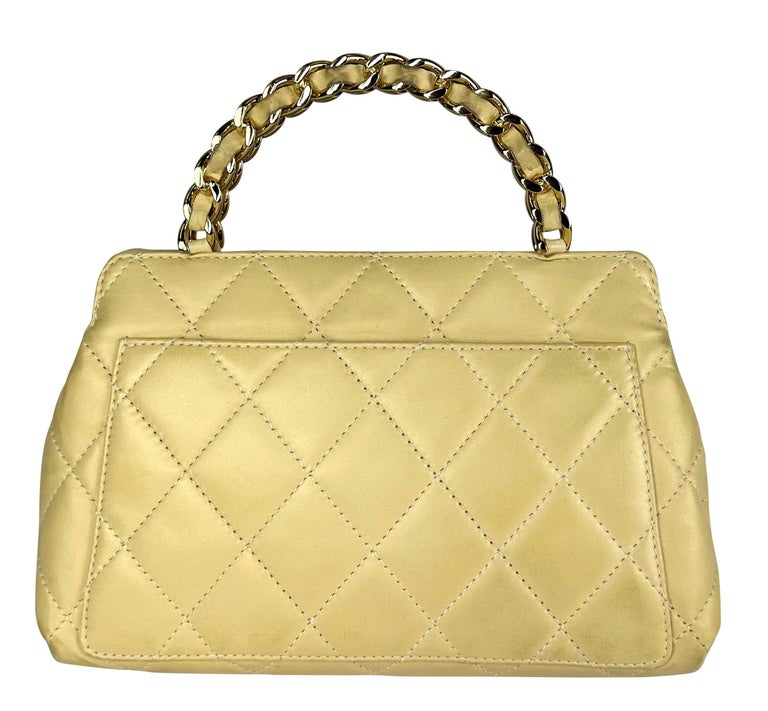 2004 Chanel by Karl Lagerfeld Beige Quilted Leather Top Handle Mini Bag