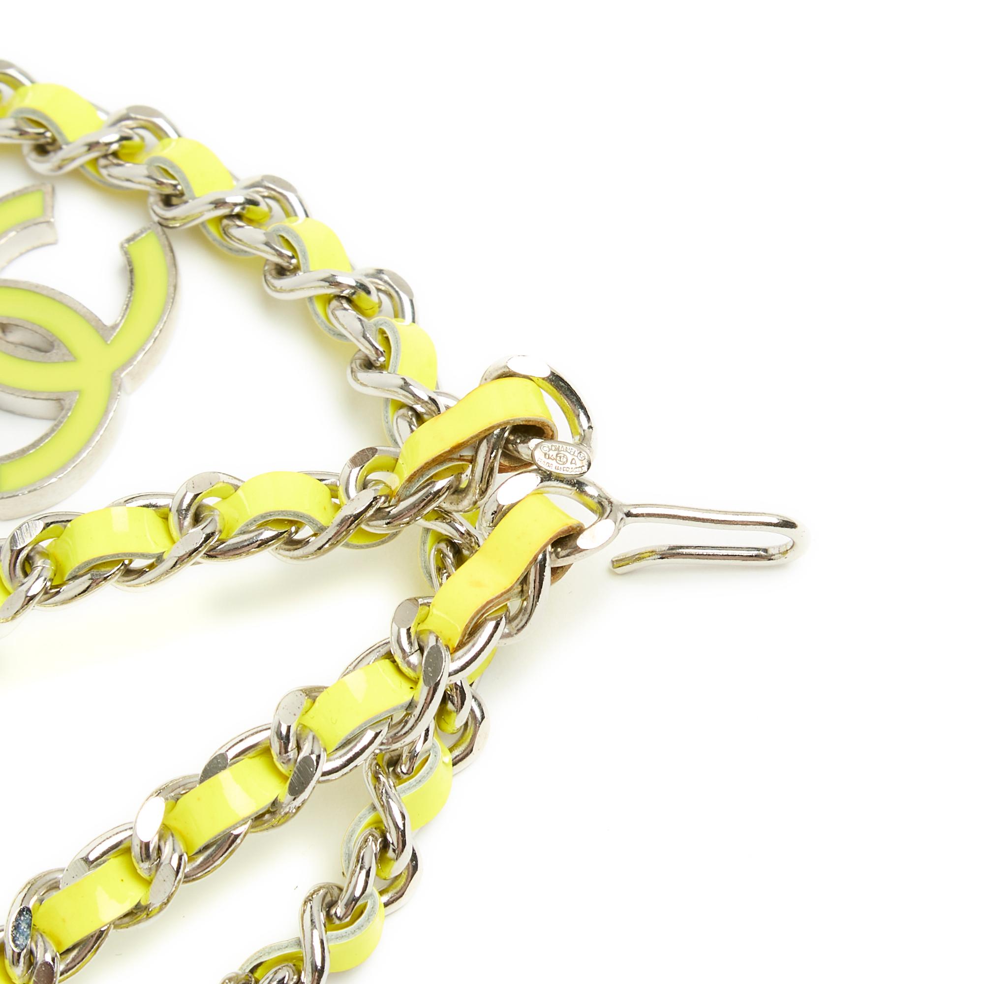 2004 Chanel Ceinture T80 Yellow Silver Skinny Belt 32in New In New Condition In PARIS, FR