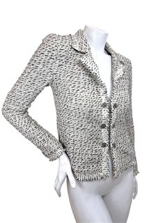 2004 Chanel Ivory Black Lesage Tweed Fringe Jacket