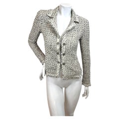 2004 Chanel Ivory Black Lesage Tweed Fringe Jacket