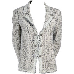 2004 Chanel Jacket in Lessage Fantasy Tweed Fringe & Rhinestone CC Logo Buttons