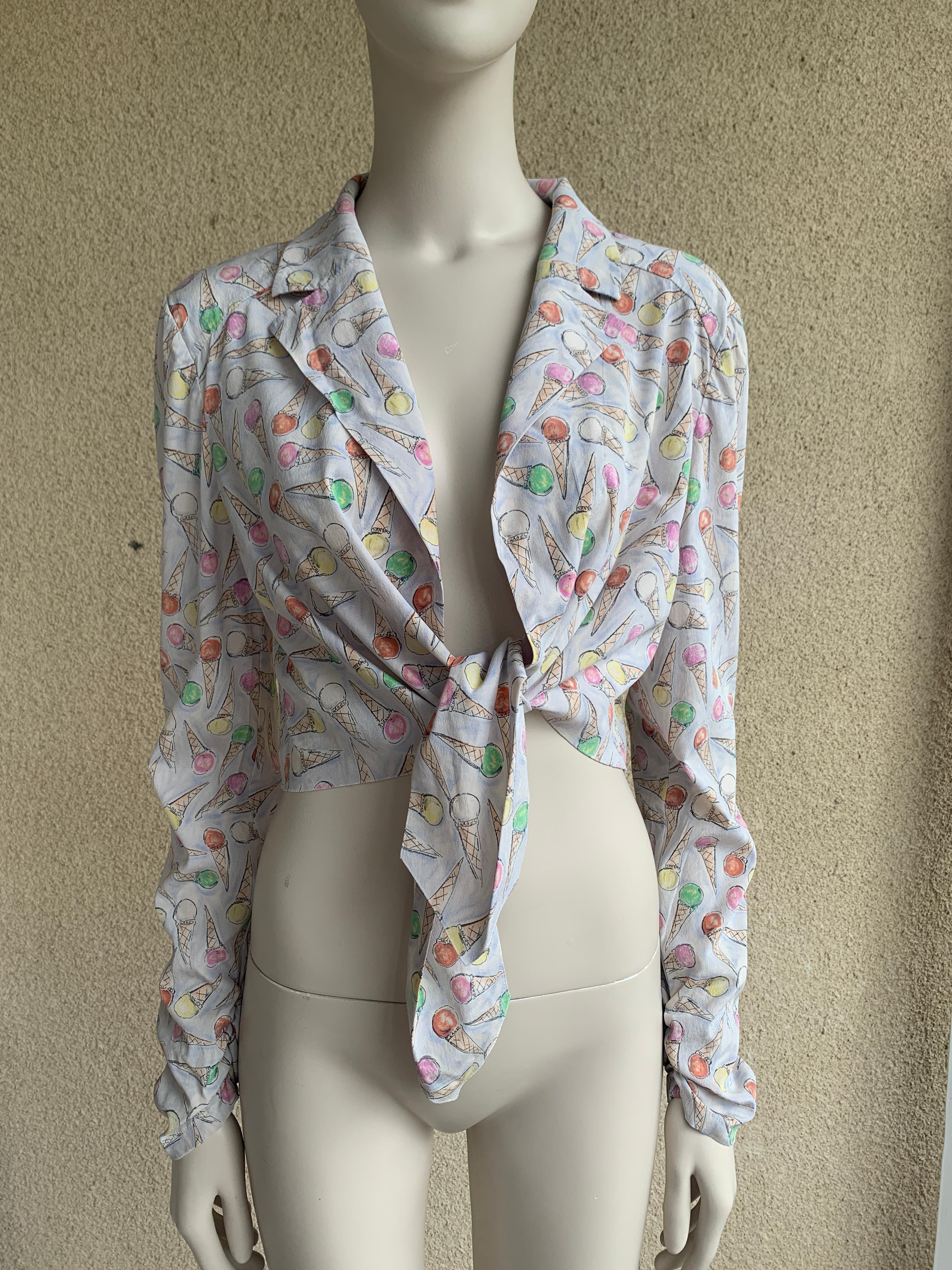 2004 Chanel Resort 2004 Chemisier imprimé cônes de glace Jennie Blackpink en vente 10