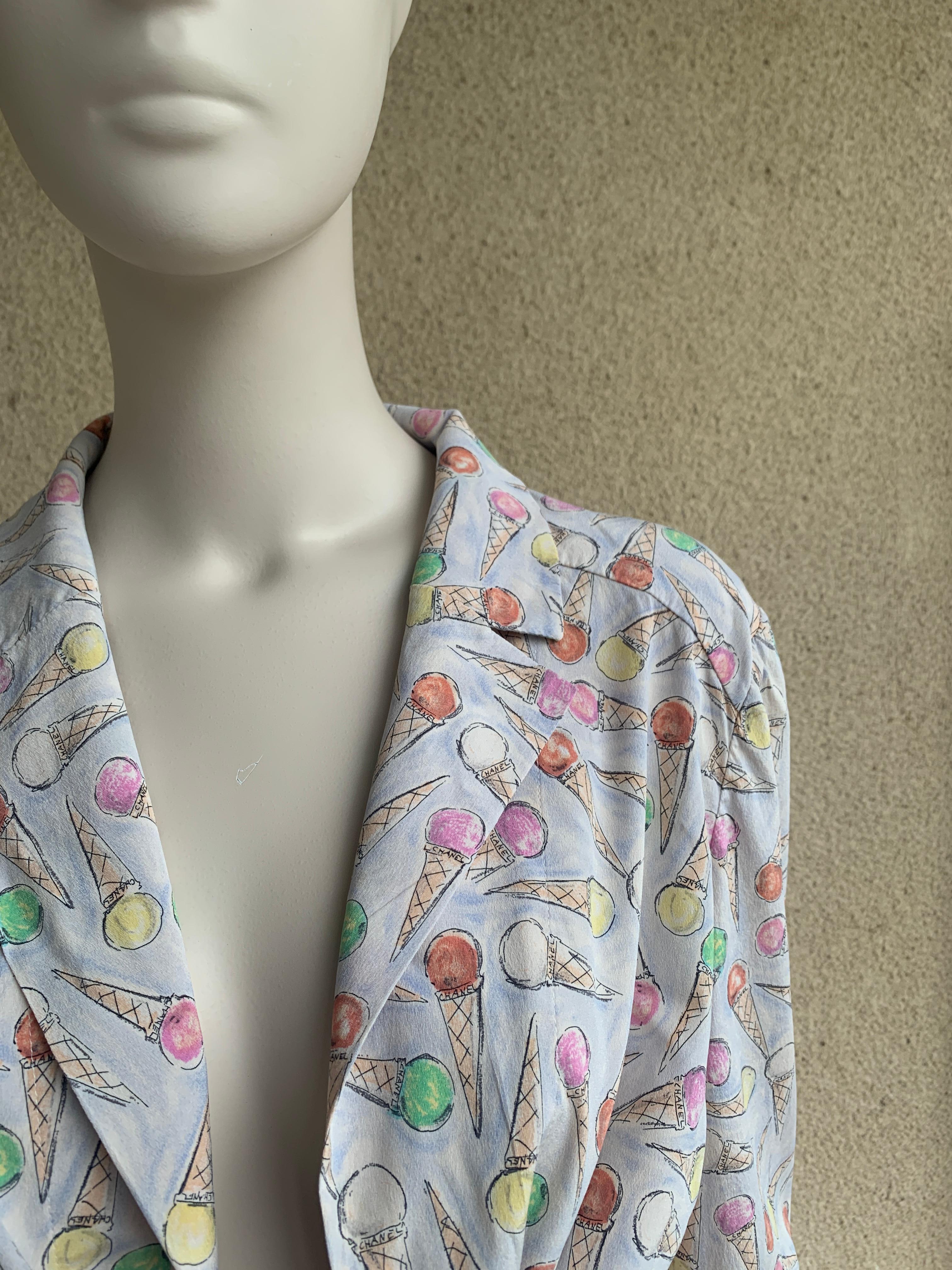 2004 Chanel Resort 2004 Chemisier imprimé cônes de glace Jennie Blackpink en vente 12