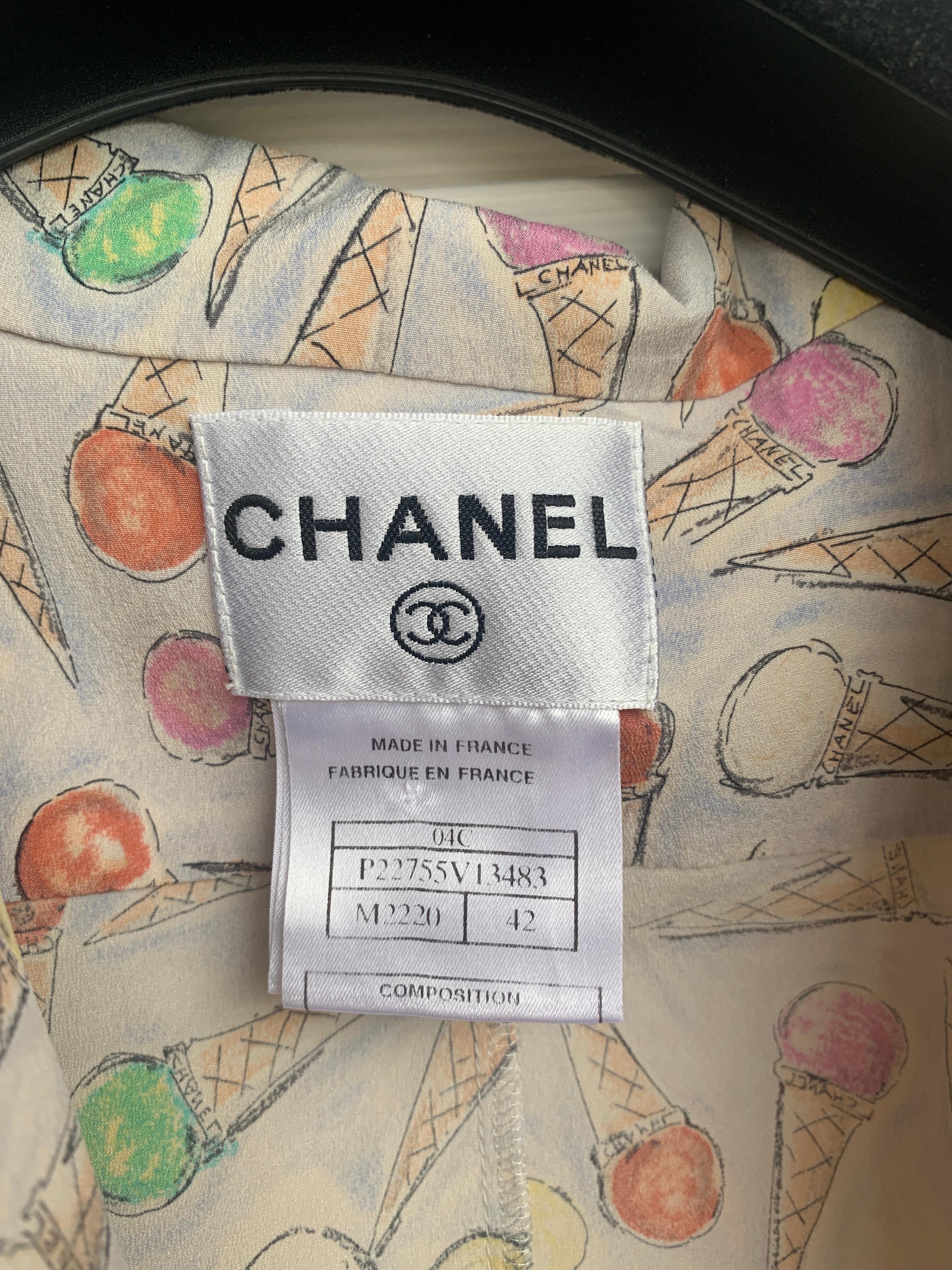 2004 Chanel Resort 2004 Chemisier imprimé cônes de glace Jennie Blackpink en vente 3