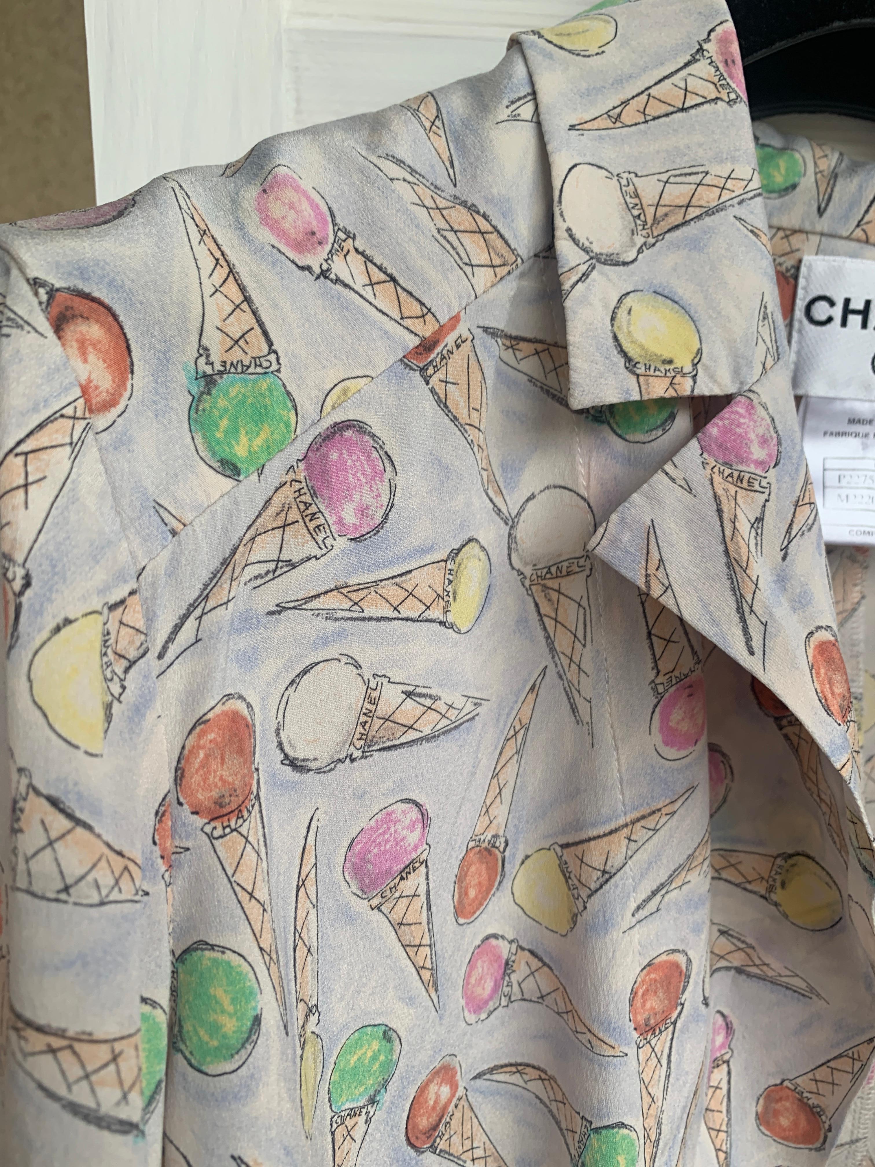 2004 Chanel Resort 2004 Chemisier imprimé cônes de glace Jennie Blackpink en vente 4