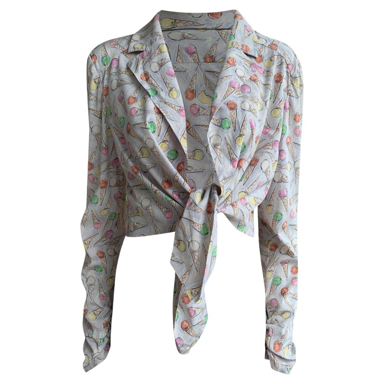 2004 Chanel Resort 2004 Chemisier imprimé cônes de glace Jennie Blackpink en vente