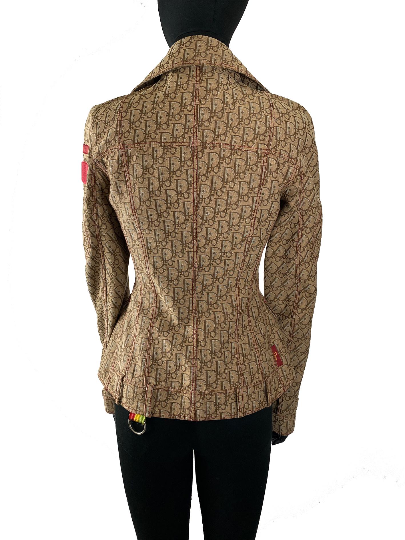2004 Christian Dior Beige Monogrammierte Rasta Bar Jacke aus Baumwolle im Zustand „Gut“ in London, GB