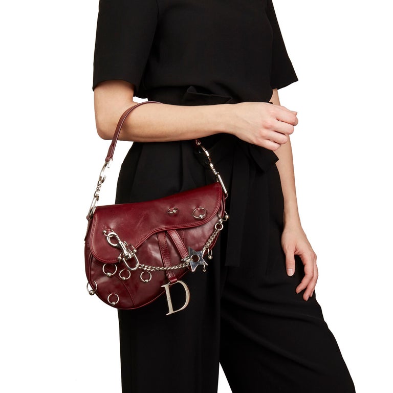 2004 Christian Dior Burgundy Smooth Calfskin Hardcore Piercing Saddle