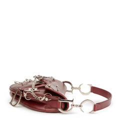 2004 Christian Dior Burgundy Smooth Calfskin Hardcore Piercing Saddle Bag