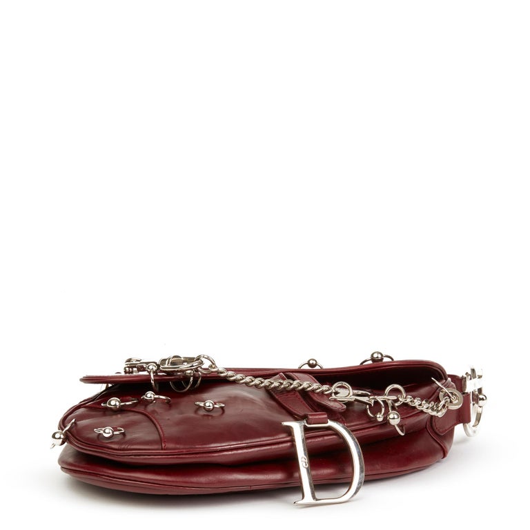 2004 Christian Dior Burgundy Smooth Calfskin Hardcore Piercing Saddle