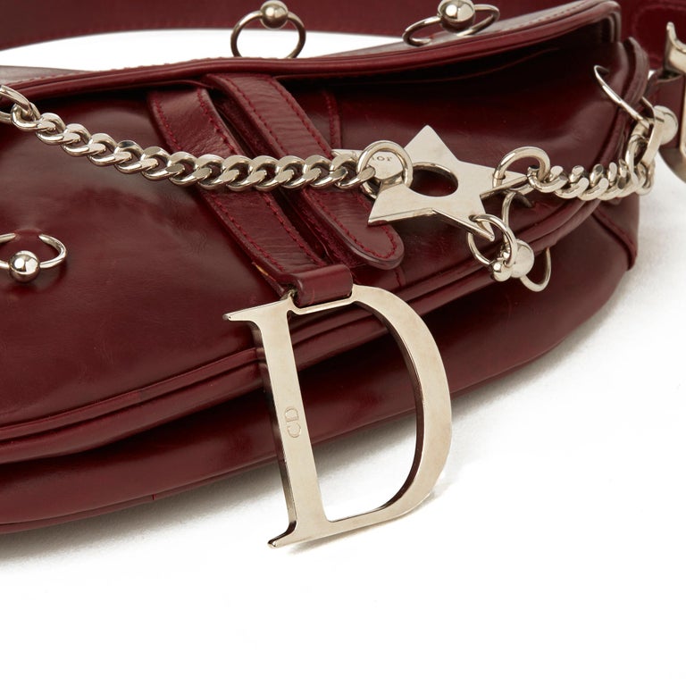 2004 Christian Dior Burgundy Smooth Calfskin Hardcore Piercing Saddle