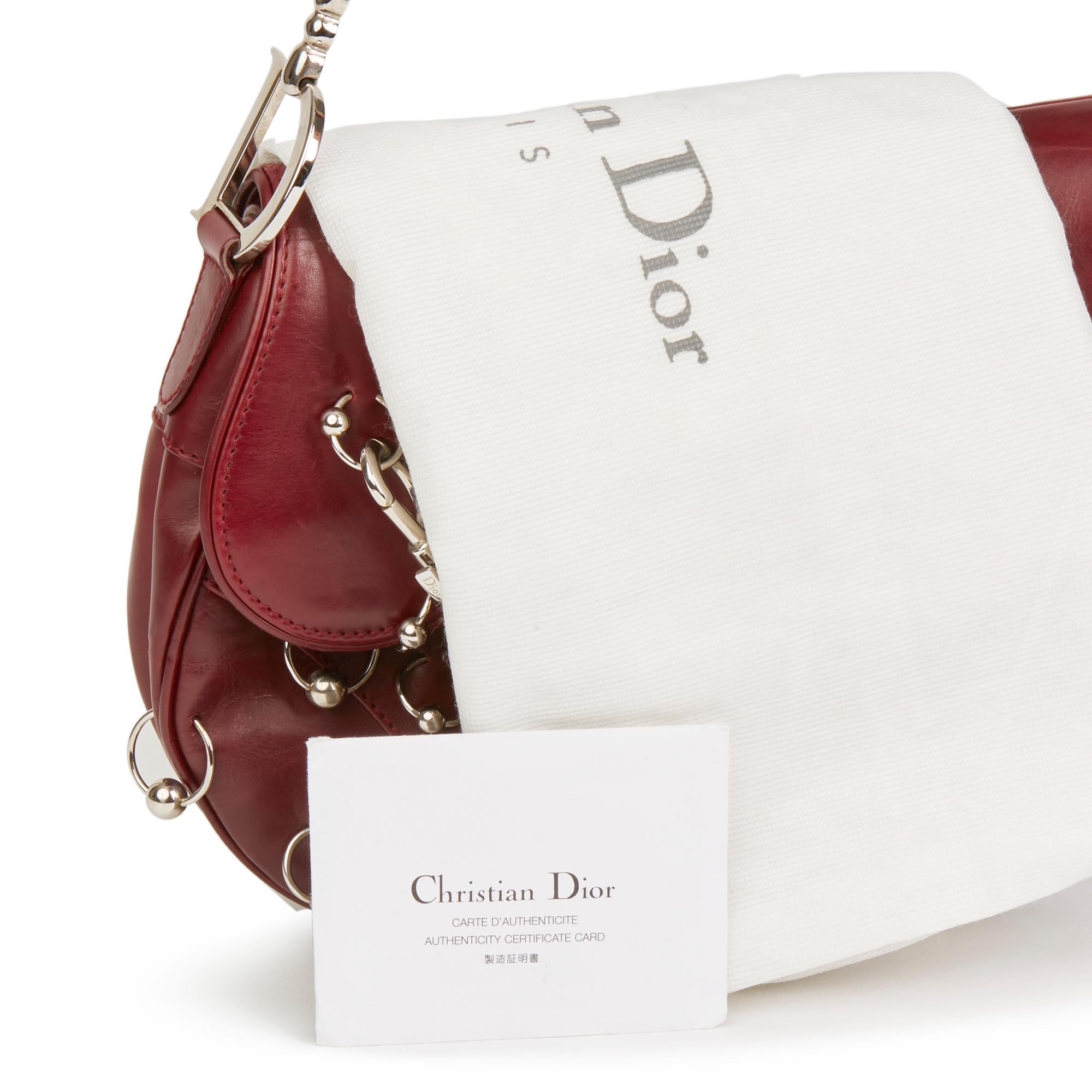 2004 Christian Dior Burgundy Smooth Calfskin Hardcore Piercing Saddle Bag 1