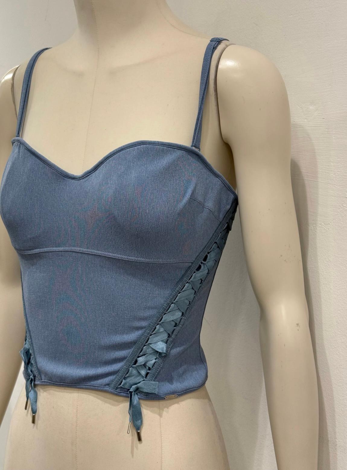 top corsé con cordones 2004 Christian Dior by Galliano Gray en venta