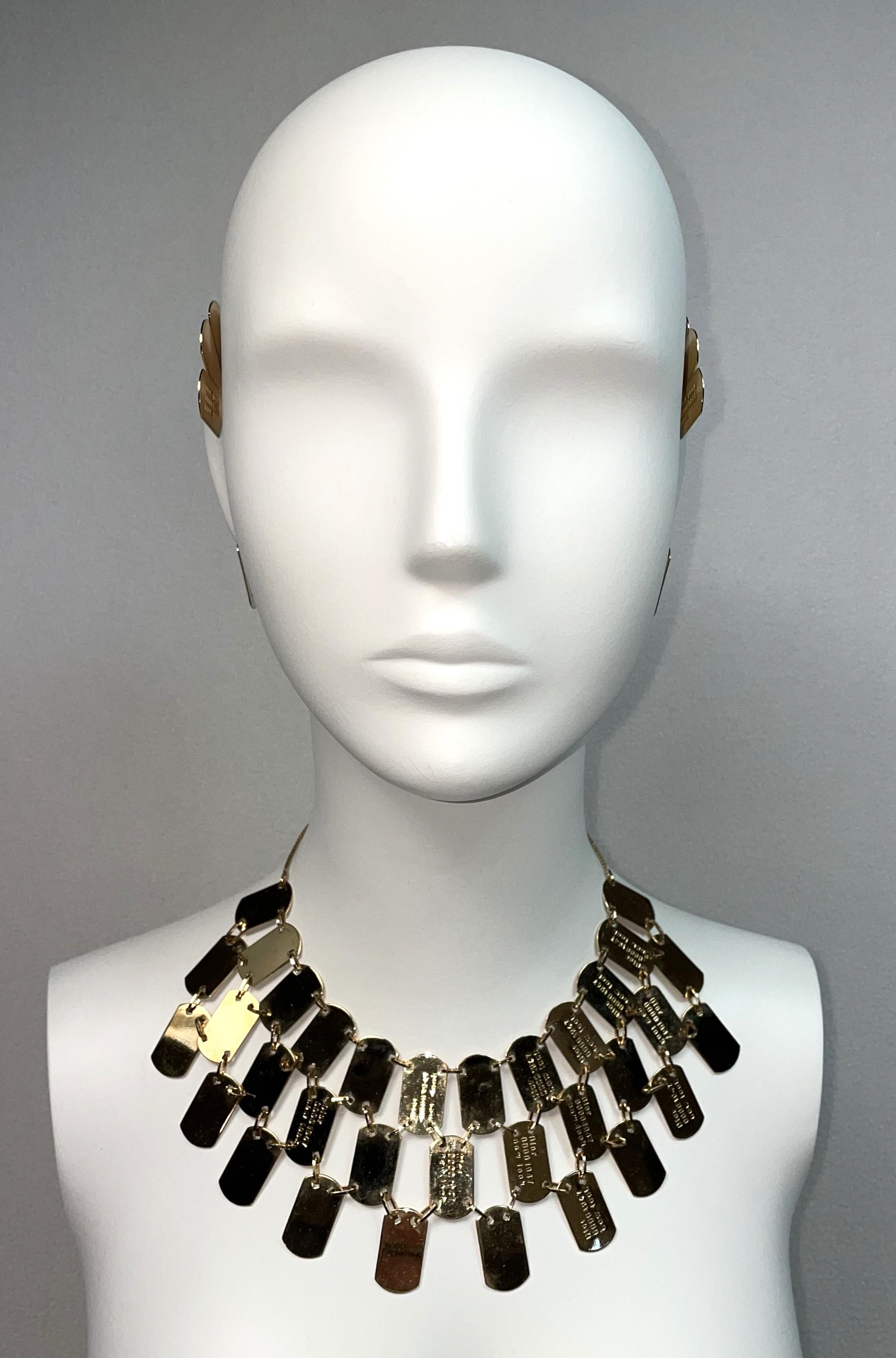 2004 Christian Dior by John Galliano Gold Dog Tag Ear Cuff Large Choker