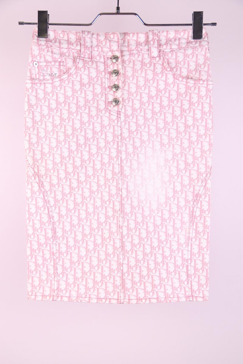 Pink 2004 Christian Dior Galliano Monogram Denim Suit For Sale