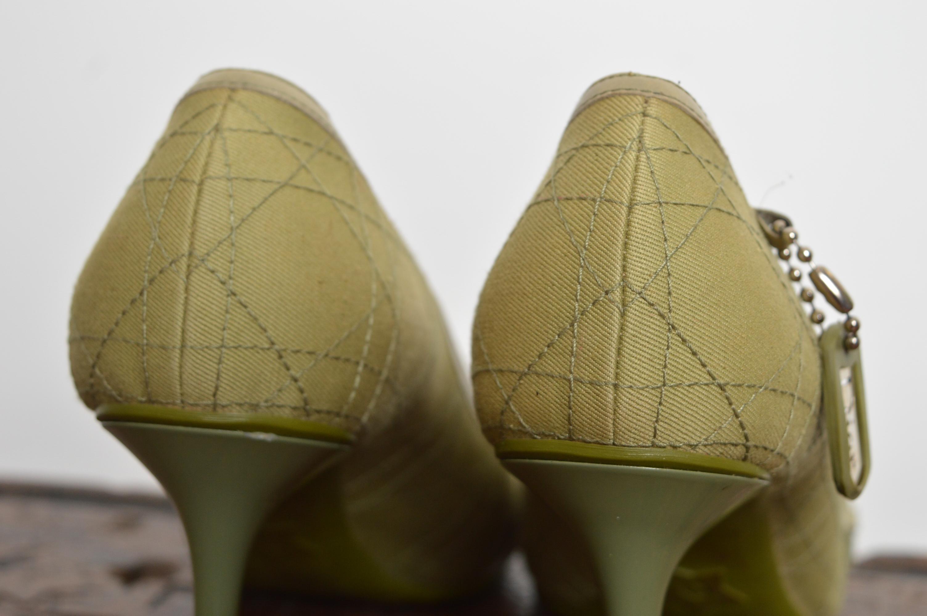 2004 Christian Dior John Galliano Green Rasta Cannage Court Shoes Pointed Heels For Sale 8