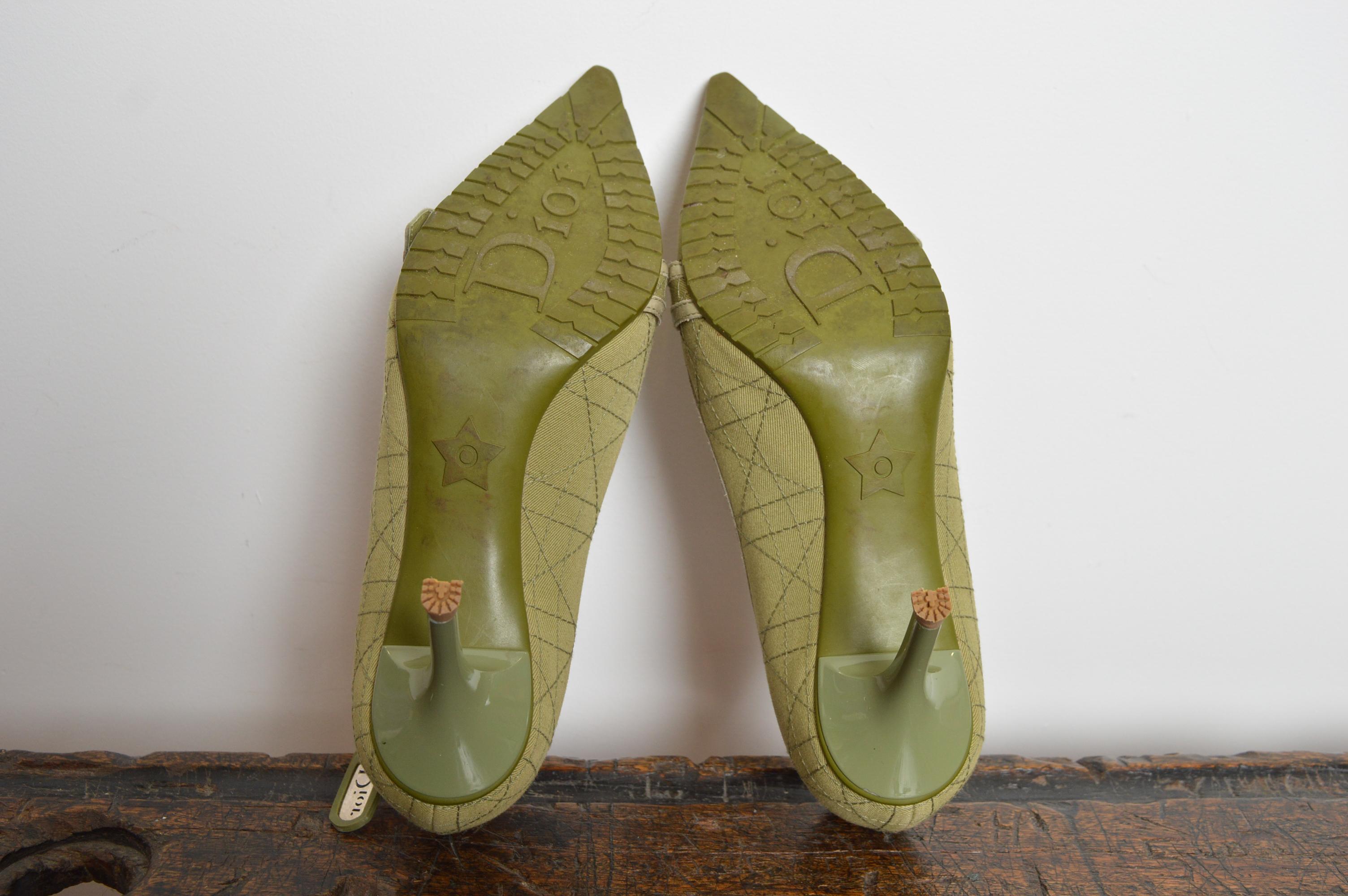 2004 Christian Dior John Galliano Green Rasta Cannage Court Shoes Pointed Heels For Sale 12