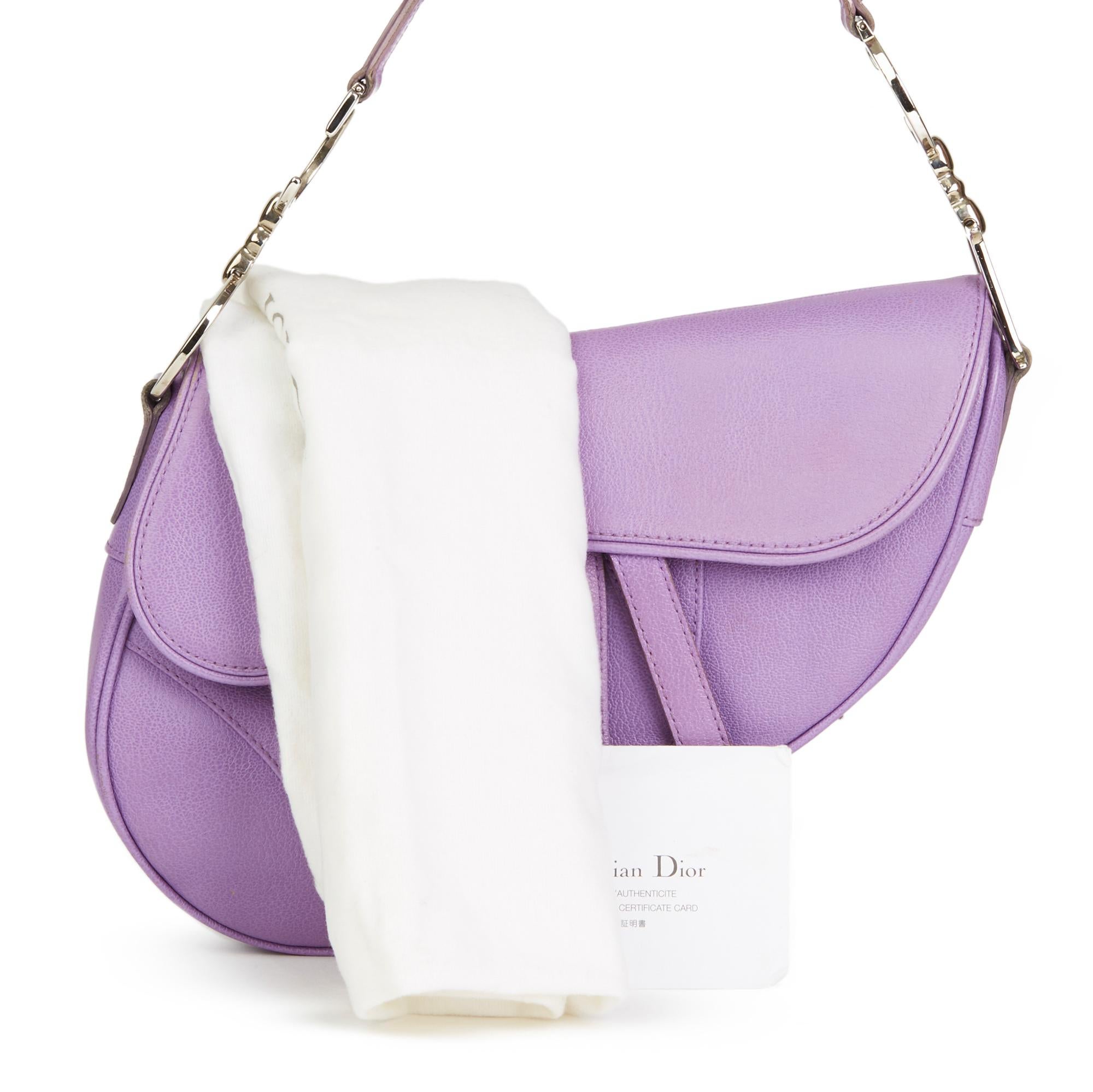 2004 Christian Dior Lilac Calfskin Leather Saddle Bag 3