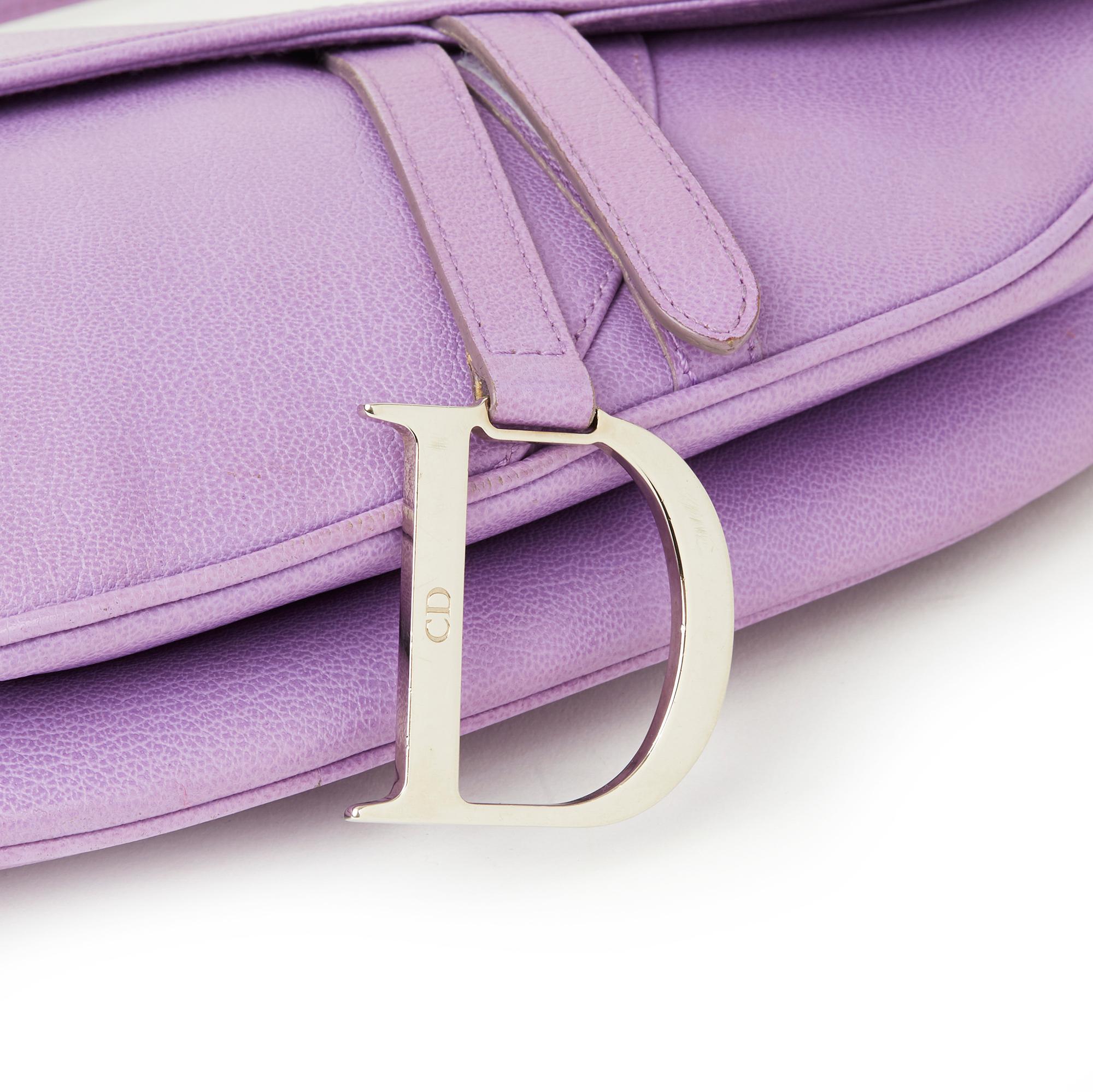 Purple 2004 Christian Dior Lilac Calfskin Leather Saddle Bag